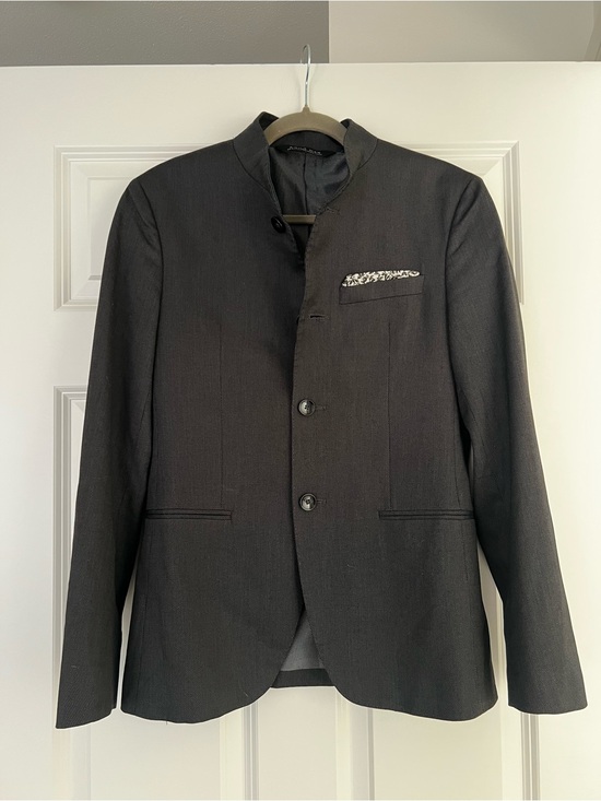 Zara Other - Men's Dark Grey Mandarin Collar Blazer